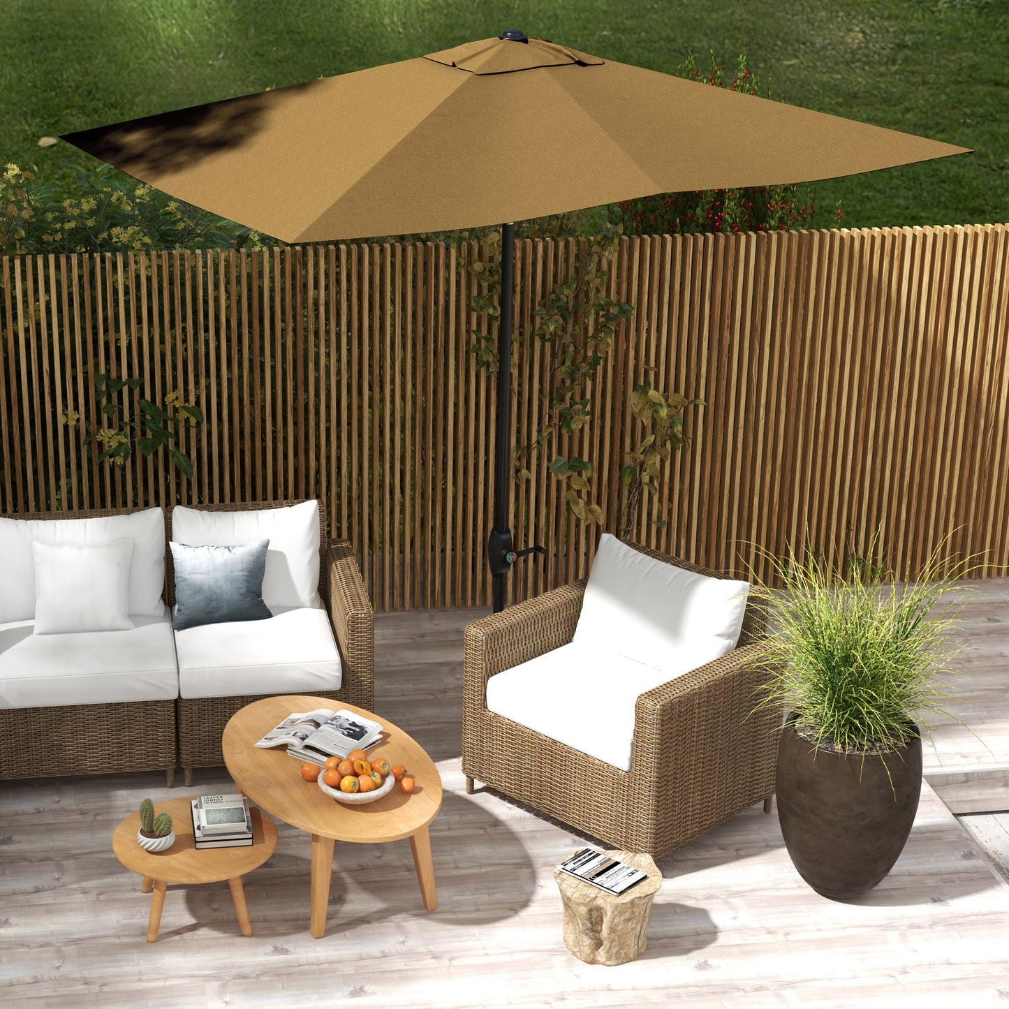 3 x 2 m Garden Parasol Umbrella with Aluminium Pole, UPF 50+ Rectangular Outdoor Table Parasol Sun Shade