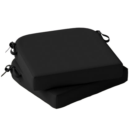 Outdoor Chair Seat Cushions Set of 2, Garden Chair Cushions with 7cm Thick Foam & Ties, Black
