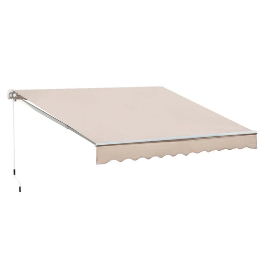 Manual Retractable Awning, 3x2.5 m-Ivory White