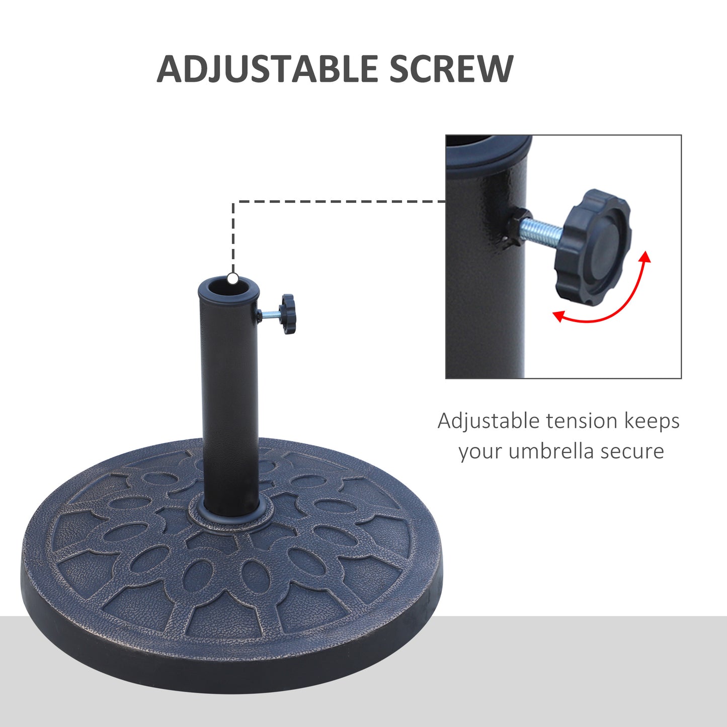 13kg Resin Umbrella Stand Holder, Garden Parasol Base for 38mm or 48mm Outdoor Umbrella Poles, Bronze Tone