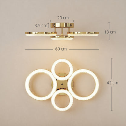 4-Ring LED Ceiling Light, Flush Mount Ceiling Light with 3 Colour Temperatures, Gold Tone