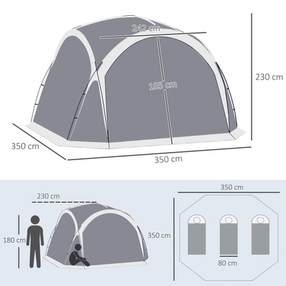 Dome Tent for 6-8 Person, Camping Tent with 4 Zipped Mesh Doors, Removable Oxford Cloth, Lamp Hook, Portable Carry Bag
