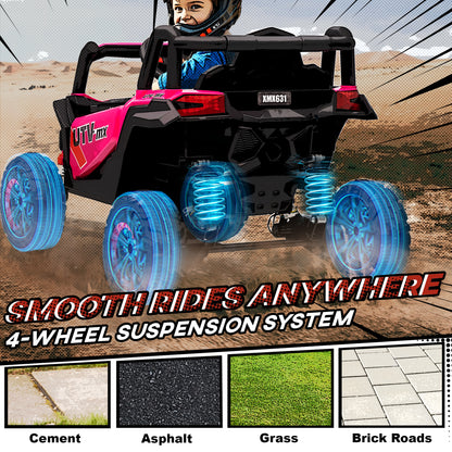 12V Kids Ride On Car with Remote Control, Kids Electric Car with Suspension System, Music, for Kids 3-5 Years, Pink