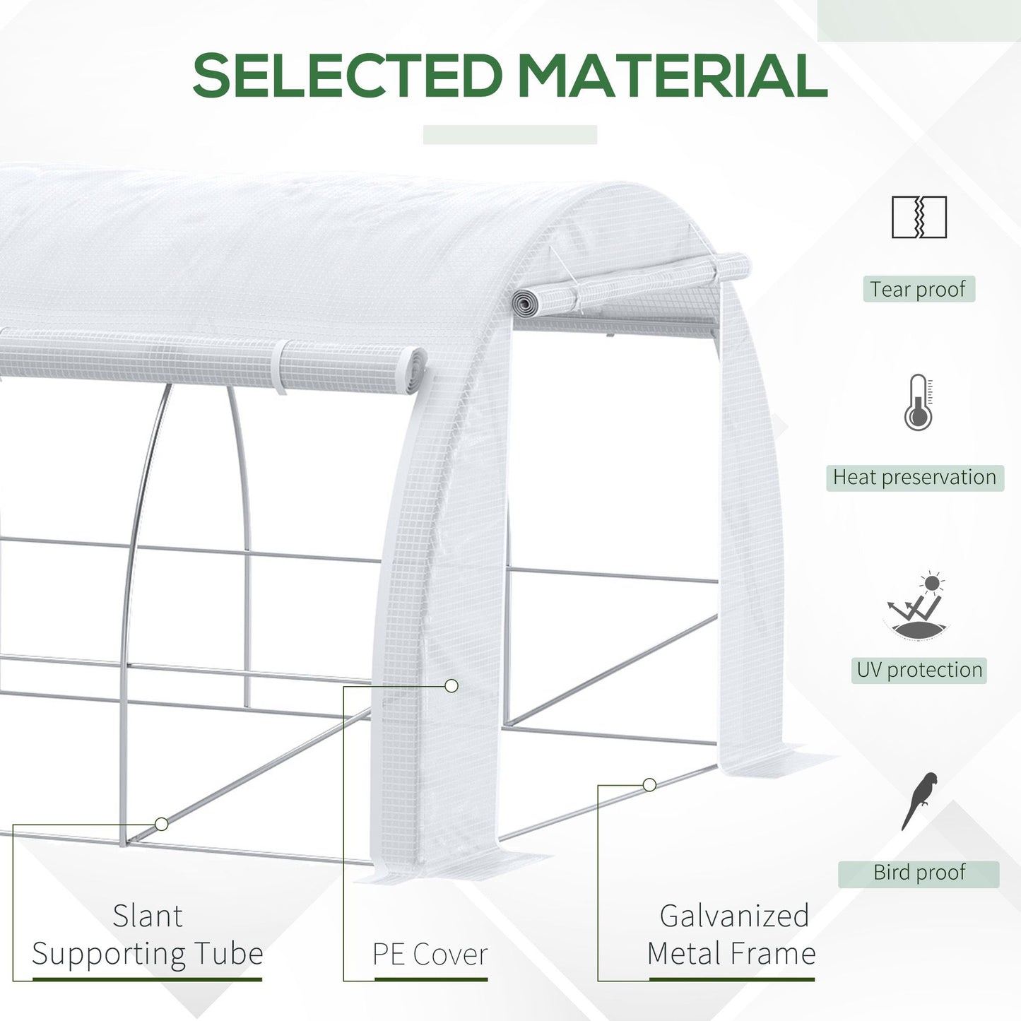6 x 3 x 2 m Polytunnel Greenhouse with Roll-up Side Walls, Walk-in Grow House Tent with Steel Frame, Reinforced Cover