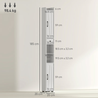 Tall Bathroom Cabinet, Farmhouse Slim Bathroom Storage Cabinet with Barn Doors, Toilet Paper Roll Holder