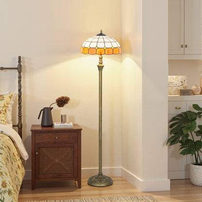 Tiffany-Style Floor Lamp with Handcrafted Stained Glass Shade