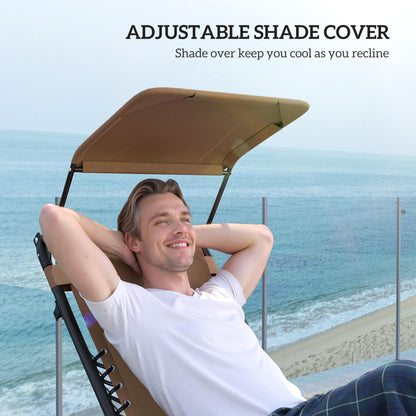 Zero Gravity Lounger Chair Set of 2, Folding Reclining Patio Chair with Shade Cover, Cup Holder