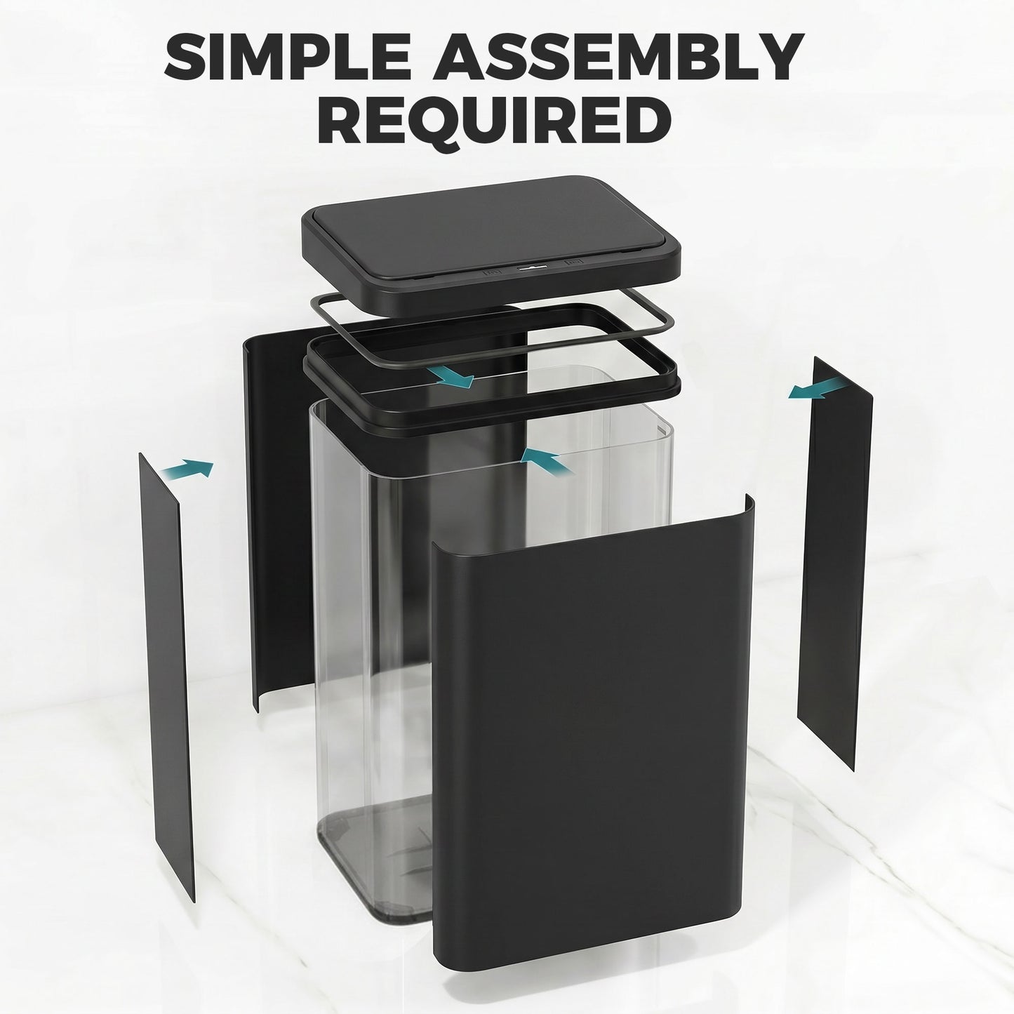 40L Sensor Bin with Soft-Close Lid, Stainless Steel Automatic Touchless Motion Sensor Kitchen Bin, Black