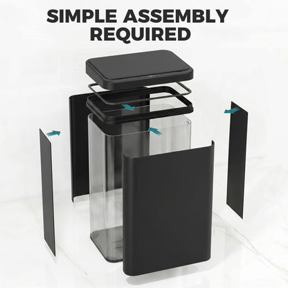 40L Sensor Bin with Soft-Close Lid, Stainless Steel Automatic Touchless Motion Sensor Kitchen Bin, Black
