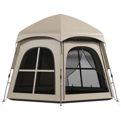Pop Up Tent 3000mm Waterproof Instant Camping Tent 3-4 Person with 2 Doors 4 Windows Khaki