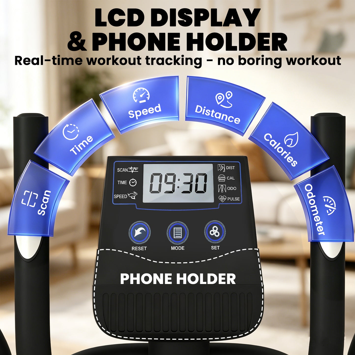 Elliptical Cross Trainer for Home, Quiet Magnetic Elliptical Machine with Bluetooth, App Compatible, 8-Level Resistance