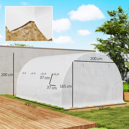 4 x 3 x 2m Polytunnel Greenhouse Replacement Cover ONLY Winter Garden Plant PE Cover for Tunnel Walk-in Greenhouse with Roll