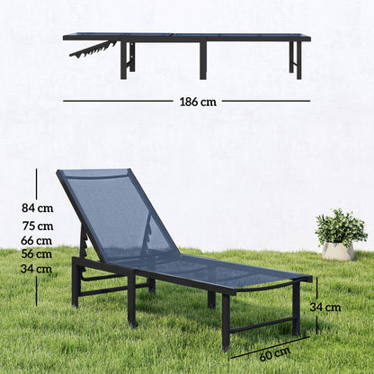 Reclining Sun Lounger - Dark Blue