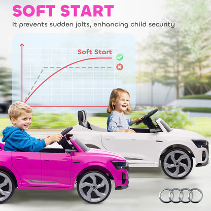 Audi Q8 etron Sportback Licensed Ride on Car with Remote Control, Four-Wheel Suspension, Soft Start for Ages 3-4, Pink