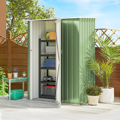 5ft x 3ft Garden Storage Shed, Galvanised Outdoor Metal Shed Waterproof with Sloped Roof, Lockable Door for Patio Tools