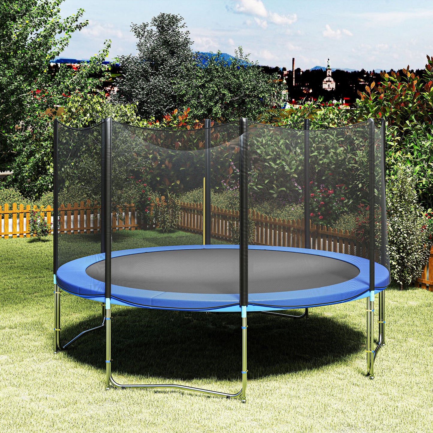 12ft Trampoline Pad, Φ366cm Trampoline Accessories Surround Pad Thick Foam Pads Padding Replacement Spare, No Holes for Pole