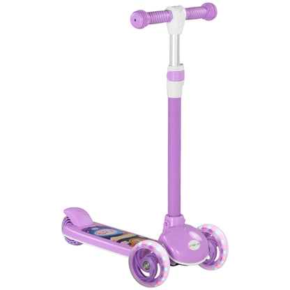 Kids 3 Wheel Scooter for 2-6 Years Old w/ Adjustable Height, LED Light, TPE Handlebar, Purple