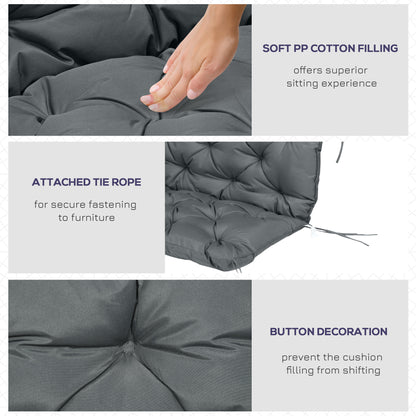 Garden Bench Cushion, 2 Seater Swing Chair Cushion, Seat Pad with Ties for Indoor and Outdoor Use, 120 x 110 x 12 cm
