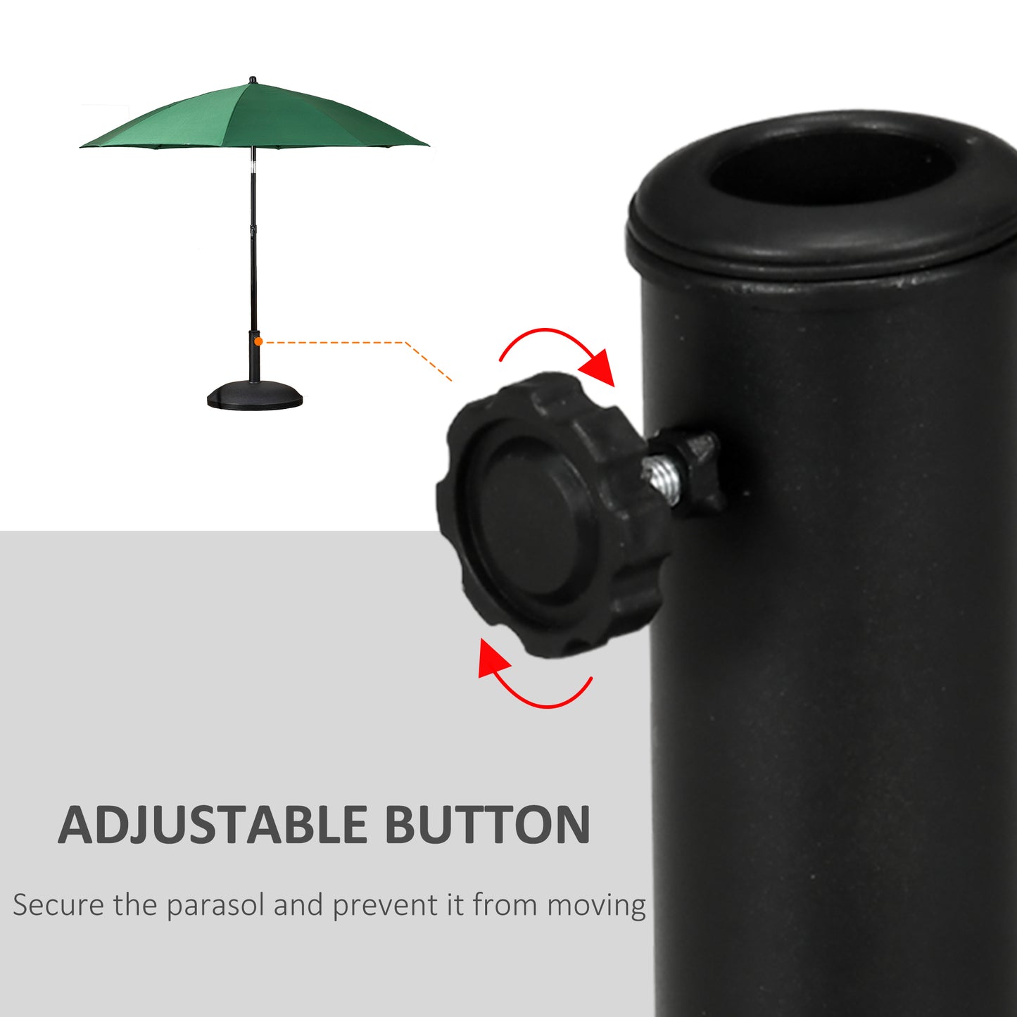 25 kg Parasol Base, Heavy Duty Concrete Patio Umbrella Stand with Adjustable Knob