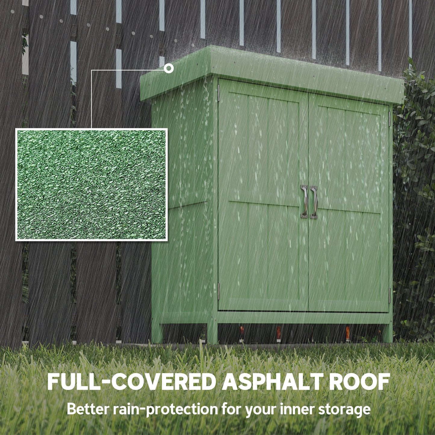Small Shed, Wooden Garden Shed with Openable Hinged Roof and Removable Shelf, 74 x 43 x 88 cm, Light Green