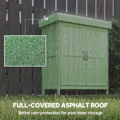 Small Shed, Wooden Garden Shed with Openable Hinged Roof and Removable Shelf, 74 x 43 x 88 cm, Light Green