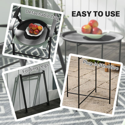 Steel Removable Tray Top Garden Table - Black