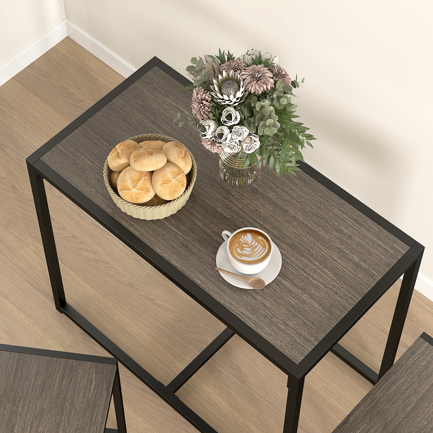 Dining Table and Chairs Set 2, Dining Room Sets, Rectangular Space Saving Table and 2 Chairs for Compact Kitchens
