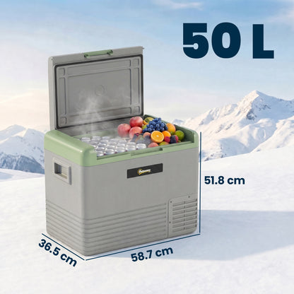 50L Portable Car Refrigerator - Light Green and Grey