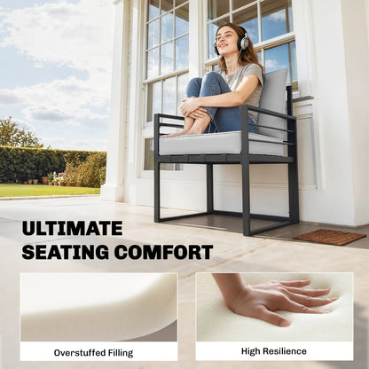 Outdoor Seat and Back Cushion Set, 63L x 55W x 15Dcm Patio Deep Seating Chair Fade Resistant Replacement Cushion, Light Grey