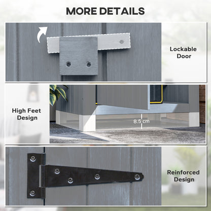 Wooden Garden Storage Shed with 3 Shelves, Outdoor Tool Storage Cabinet with Tilt Roof and Lockable Door