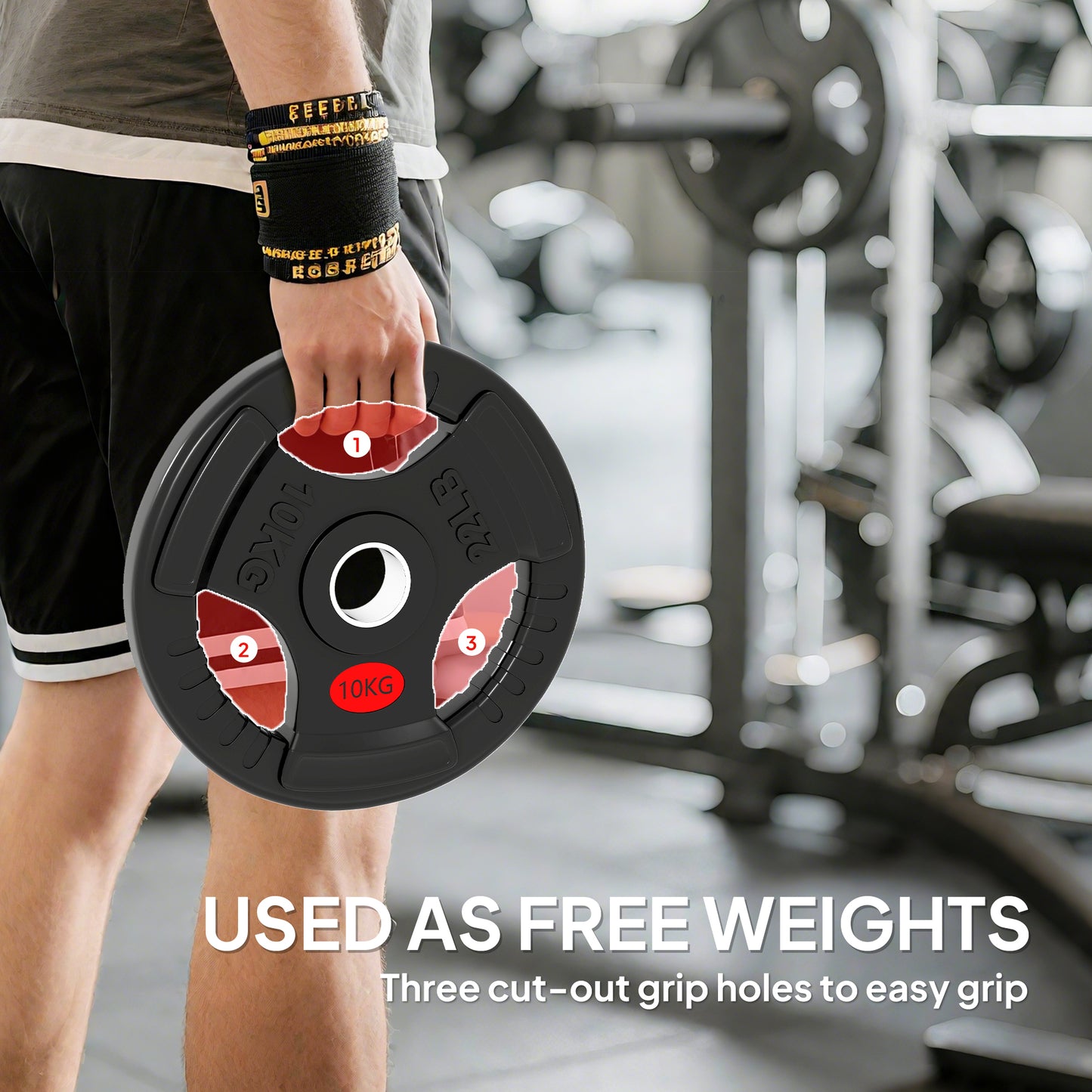 Olympic Weight Plates, 2"/5cm Weight Disc Pair with Tri-Grips