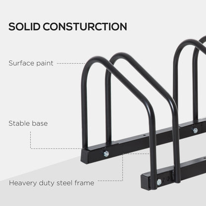 Bike Stand Parking Rack Floor or Wall Mount Bicycle Cycle Storage Locking Stand 76W x 33D x 27H (3 Racks, Black)