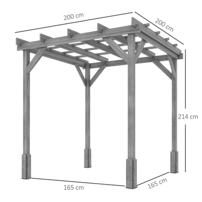 2 x 2m Wooden Pergola Kit, Decorative Garden Gazebo Shelter with Stable Structure for Climbing Vines, Flowers, Grey