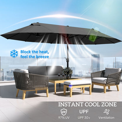 4.6m Double Garden Parasol - Black
