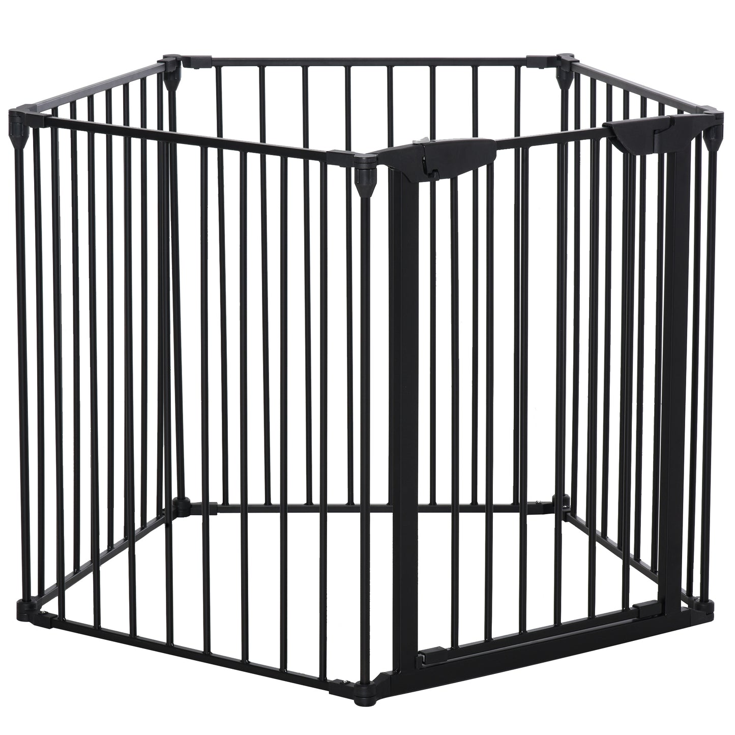 5 Panels Pet Playpen Metal Fence w/ Walk Through Door - Black