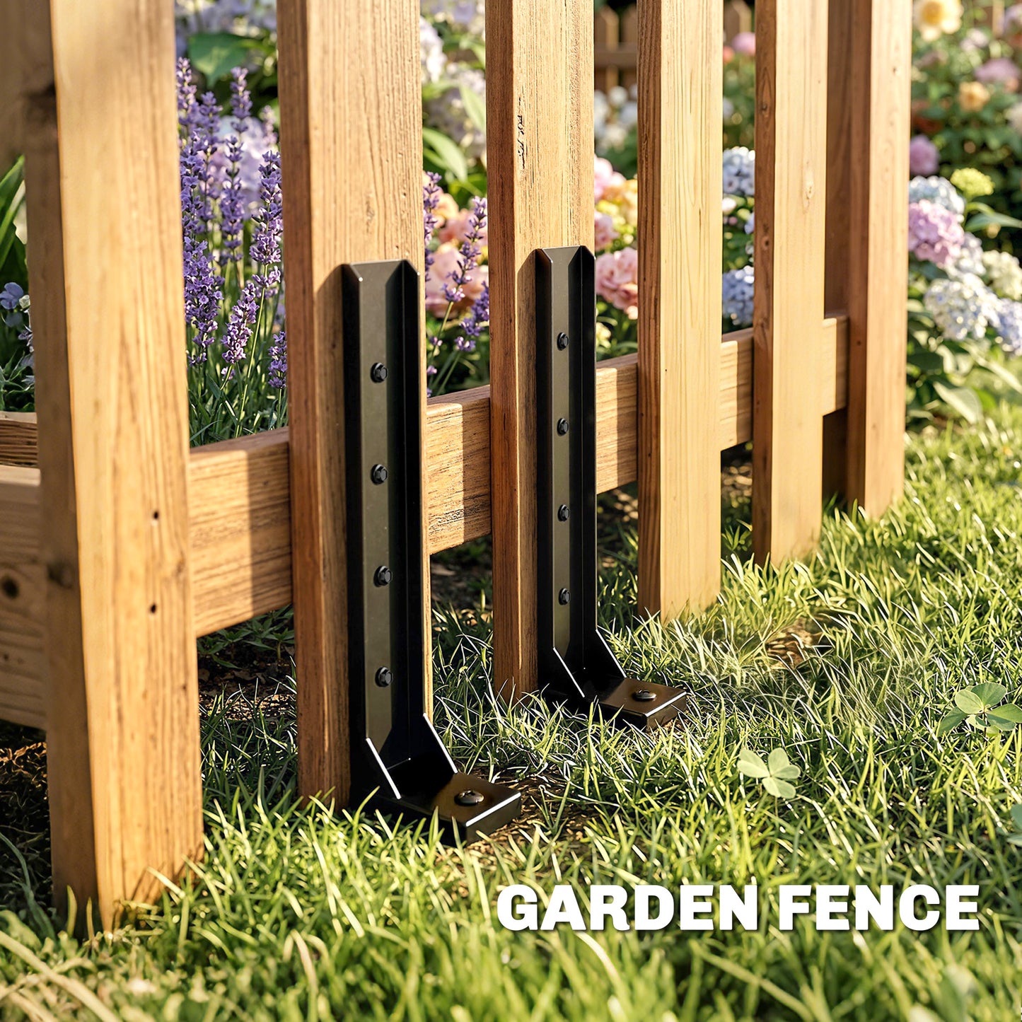 2 Pack Fence Post Repair Kit, 81 cm Metal Fence Post Support with Drill, Garden Ground Spikes for Broken Gate, Posts