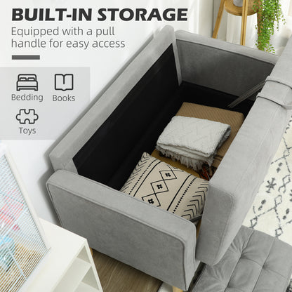 2 Seater Storage Sofa, Fabric Couch with Hidden Under Seat Storage, Thick Cushions