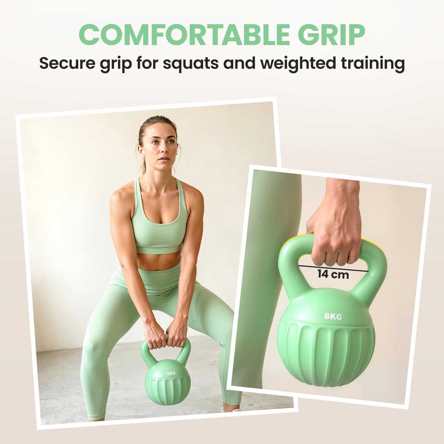 Kettlebell for Strength Training Kettle Bell with Non-Slip Handle 8 kg Green