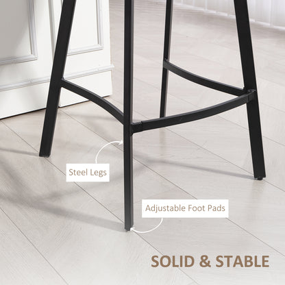 Bar Stools Set of 2, PU Leather Dining Stools with Backrest, Footrest, for Kitchen, Counter, Breakfast Bar, Light Brown