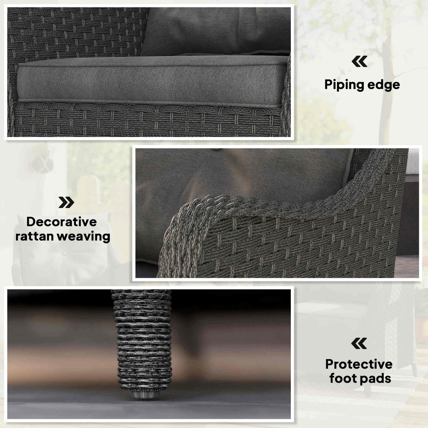 Rattan Garden Chairs Set of 2, Outdoor Rattan Chairs with Cushions, Armrests and High Back