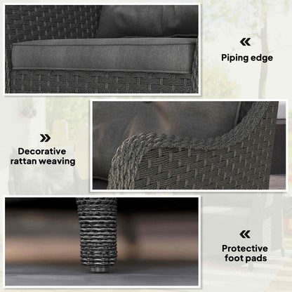 Rattan Garden Chairs Set of 2, Outdoor Rattan Chairs with Cushions, Armrests and High Back