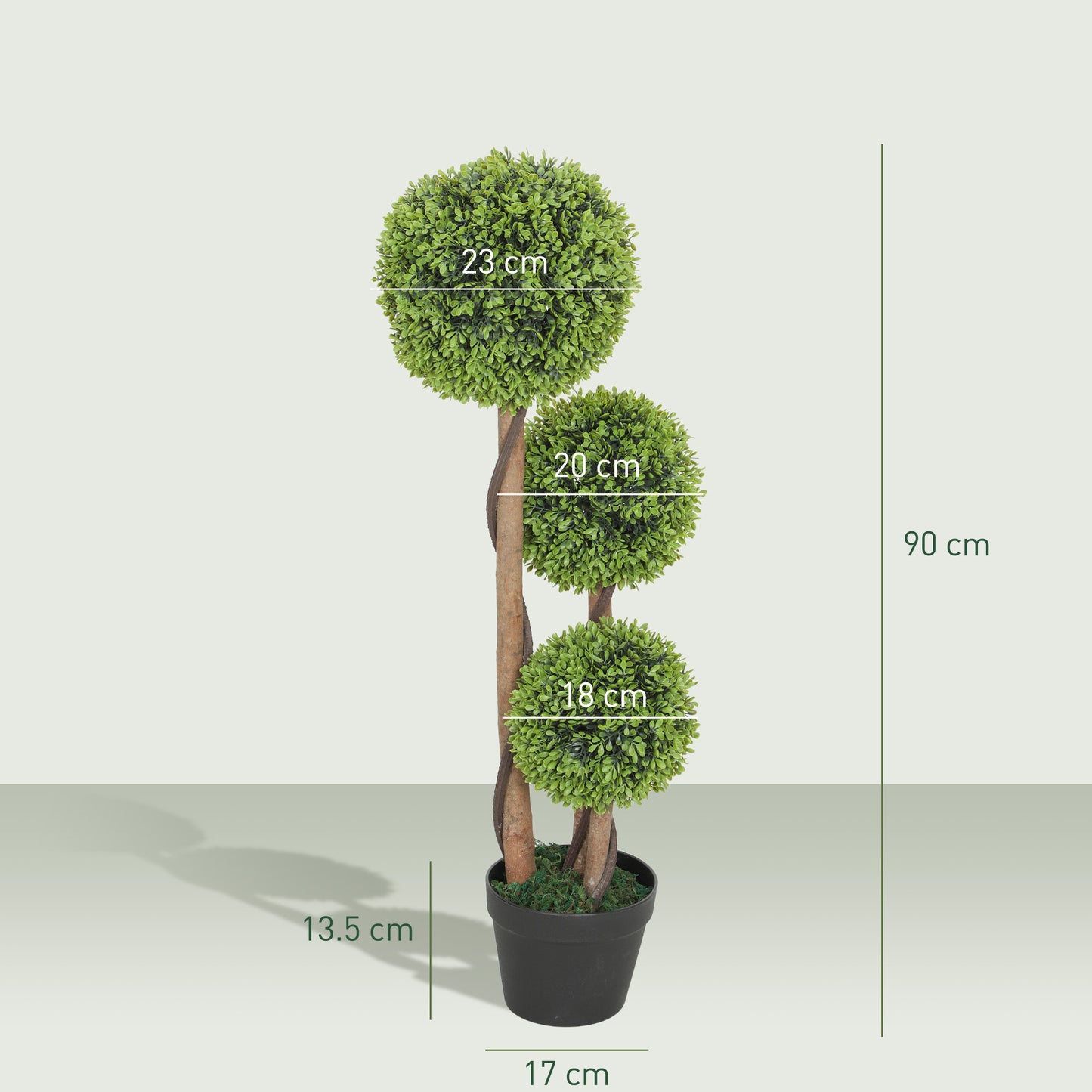 Decorative Artificial Trees Boxwood Ball Topiary Trees Set of 2 in Pot, Fake Plants for Home Indoor Outdoor Decor