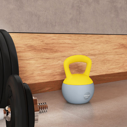 12KG Soft Kettlebell, Kettlebell with Non-Slip Handle for Home Gym, Weight Lifting, Strength Training, Yellow/Grey