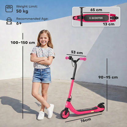 Electric Scooter for Kids 6+, Foldable E Scooter, Up to 8 KM/H, Maximum Range 6 KM, Adjustable Height, Pink