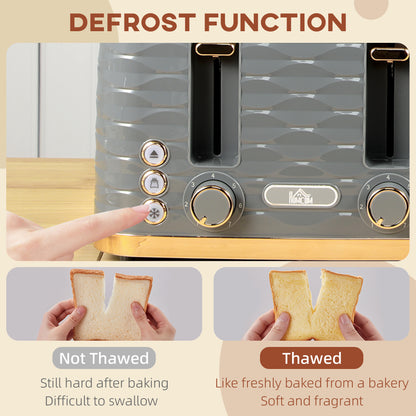 Four-Slice Rippled Toaster - Grey