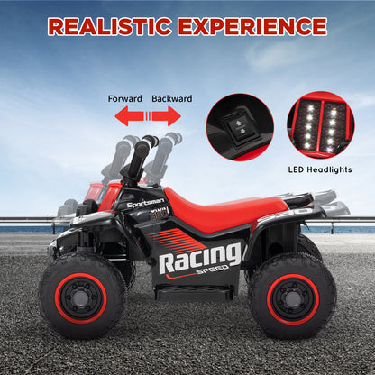 6V Electric Quad Bike for Kids, Ride On ATV w/ Forward/Reverse, Headlights, for Ages 18-36 Months, Black