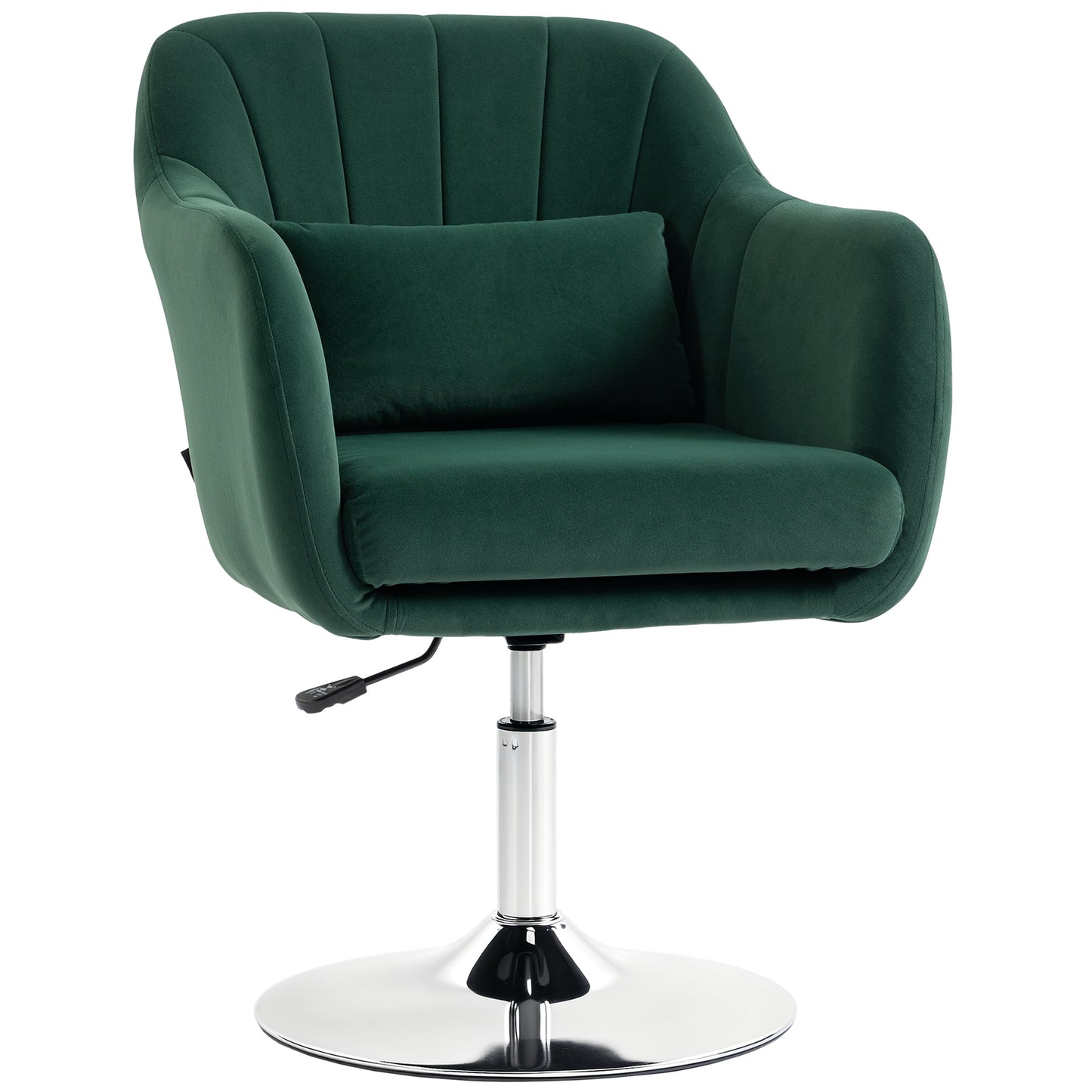 Retro Velvet Swivel Tub Chair with Steel Frame, Cushion Seat, Dark Green