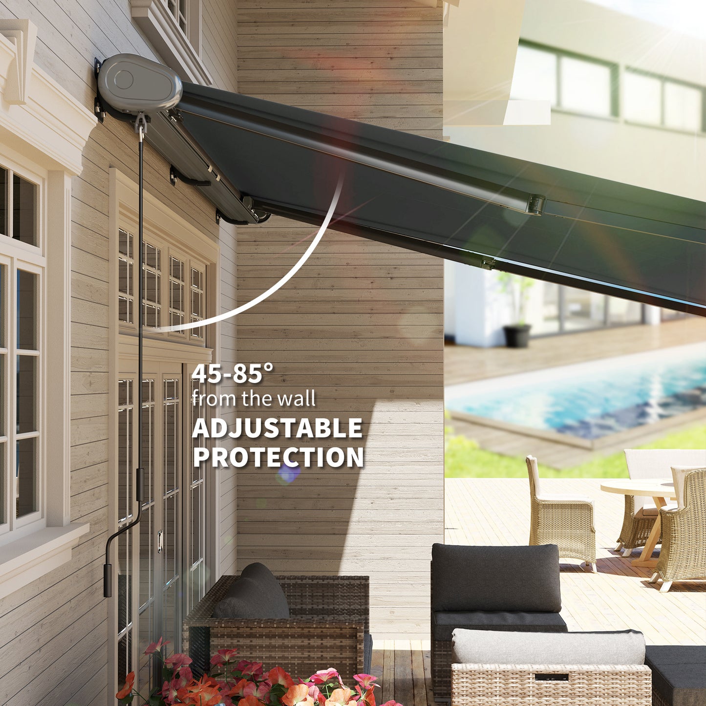 4 x 3(m) Full Cassette Electric Awning with Remote Controller, Aluminium Frame DIY Retractable Garden Awning