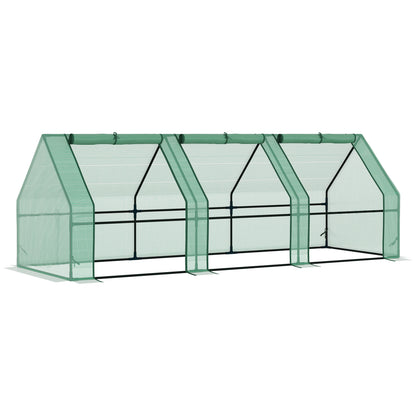 Mini Small Greenhouse with Steel Frame & PE Cover & Zipped Window Poly tunnel Steeple for Plants Vegetables