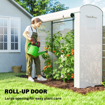 Mini Greenhouse, Garden Tomato Growhouse with Roll-Up Door and 2 Mesh Windows, PE Cover, 200 x 75 x 188 cm, White